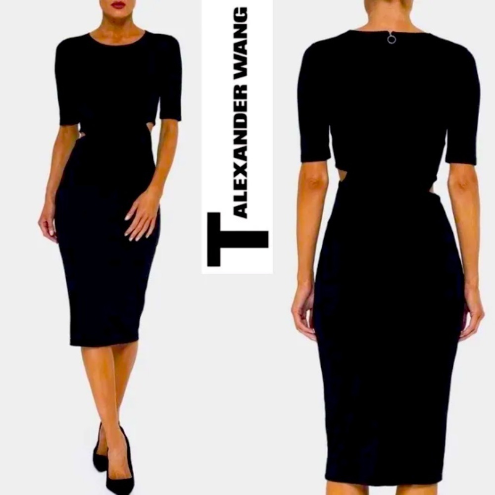T by Alexander Wang Black Cutout a midi Dress​​​​​​
